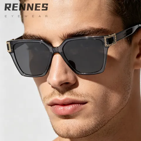 Gafas de Sol Cuadradas de Moda Unisex Strass Patilla de Metal Protección UV400 De Tendencia Diseñador Para Viajes Al Aire Libre