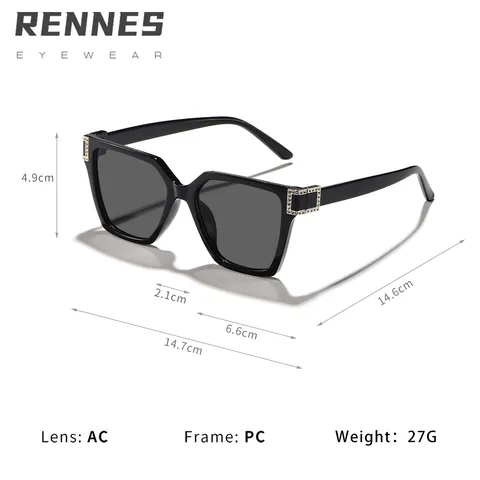 Gafas de Sol Cuadradas de Moda Unisex Strass Patilla de Metal Protección UV400 De Tendencia Diseñador Para Viajes Al Aire Libre