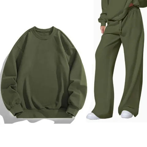 Hombre Mujer Casual Color Sólido Sudadera Top Y Pantalón Otoño Primavera Manga Larga Jersey Chándal Deportivo