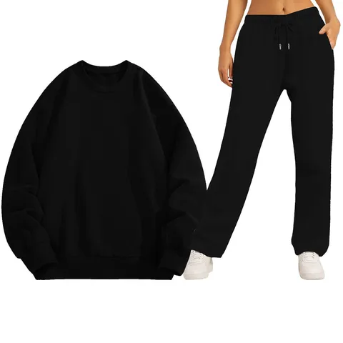 Hombre Mujer Casual Color Sólido Sudadera Top Y Pantalón Otoño Primavera Manga Larga Jersey Chándal Deportivo