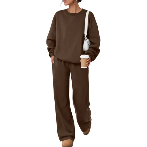 Hombres Mujeres Sudadera Forrada de Forro Polar y Pantalones Conjunto Deportivo Casual Color Sólido Manga Larga Chándal