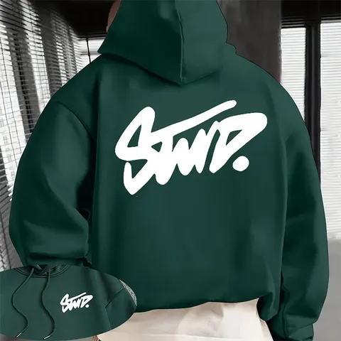 Women's Casual Fleece Hooded Sweatshirt Letter Print Long Sleeve Pullover Hoodie Top