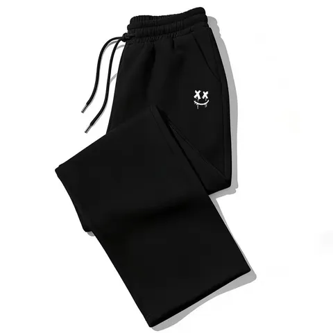 Gothic Dark Printed Loose Casual Sweatpants Women Men Drawstring Wide Leg Pants Fleece Lined Streetwear Trousers