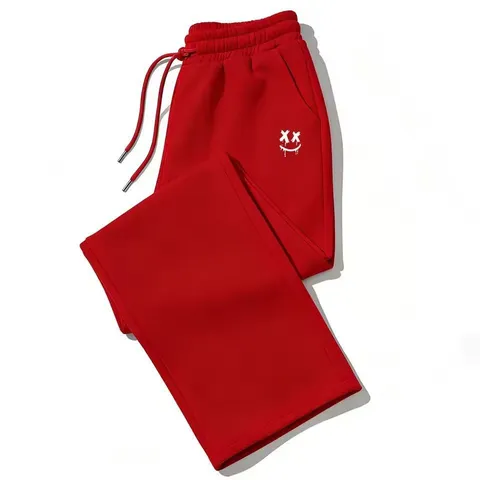 Gothic Dark Printed Loose Casual Sweatpants Women Men Drawstring Wide Leg Pants Fleece Lined Streetwear Trousers
