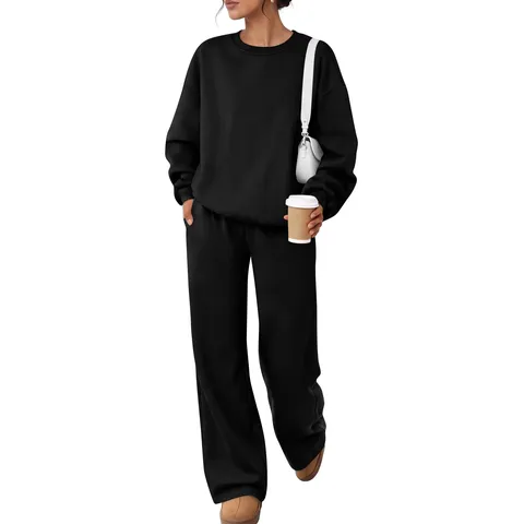 Hombres Mujeres Sudadera Forrada de Forro Polar y Pantalones Conjunto Deportivo Casual Color Sólido Manga Larga Chándal