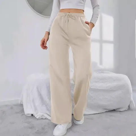 Women Casual Fleece Lined Sweatpants High Waist Loose Wide Leg Pants Drawstring Winter Warm Jogger Pants