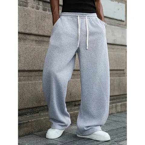 Men's Casual Fleece Lined Sweatpants Loose Straight Leg Drawstring Athletic Long Pants Winter Thermal Joggers