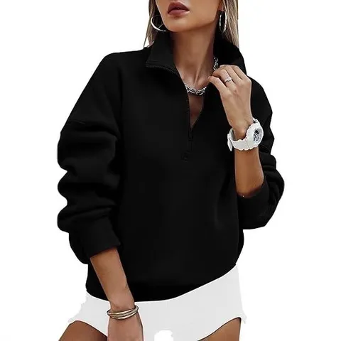 Dames Opstaande Kraag Halve Rits Sweatshirt Y2K Lange Mouw Casual Losse Trui Top Herfst Mode Streetwear
