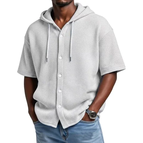 Top Kentyto me Koro Manto Waffle Andron Polyester Casual Koumpi Monochromo Kalokairi Moda