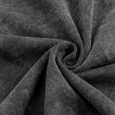 Maglietta Oversize in Cotone Lavato Vintage da Donna Casual Larga Spalla Cadente Manica Corta Tinta Unita