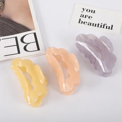 Pinza para el Pelo de Acetato Grande Estilo Coreano en Forma de Abanico Para Mujer Patrón Floral Mármol Accesorio Elegante