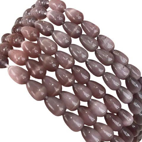 Synthetic Cat Eye Glass Teardrop Loose Beads Cut Polished Straight Hole Beads For Handmade DIY Jewelry Craft Making Supplies