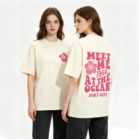 Unisex Casual Baumwollmischung T-Shirt Sommer Kurzarm Rundhals Buchstaben Blumen Print Top Für Damen Und Herren