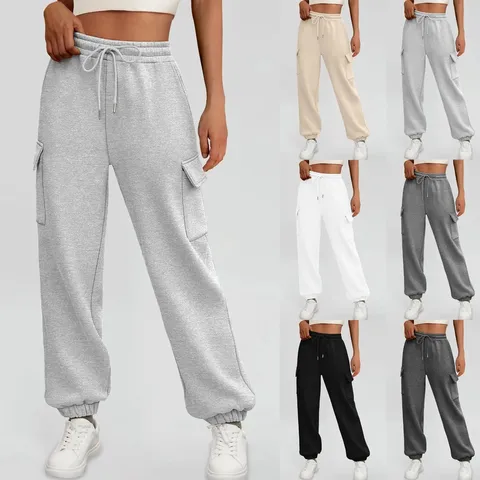 Women's Casual High Waist Sweatpants Loose Fit Jogger Pants With Pockets Drawstring Activewear Long Pants