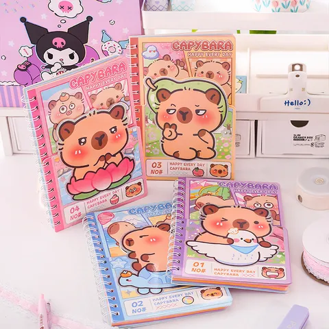Cute Cartoon Animal Spiral Notebook With Double Ring Binding Inside Grid Page For School Student Office Stationery Diary Book