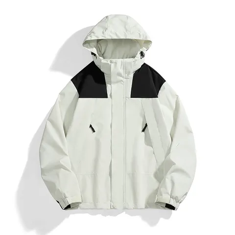 Unisex Outdoor Windbreaker Jacket Waterproof Windproof Color Block Detachable Hooded Jacket For Hiking Camping Men Women Casual Top