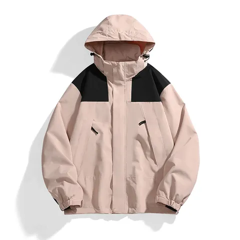 Unisex Outdoor Windbreaker Jacket Waterproof Windproof Color Block Detachable Hooded Jacket For Hiking Camping Men Women Casual Top