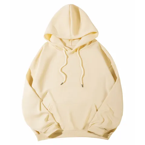 Sweat à Capuche Unisexe Décontracté en Polyester Doublé Polaire Couleur Unie Ample Épaules Tombantes Poche Kangourou pour Sports Hommes Femmes