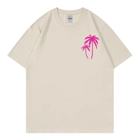Unisex Loose Fit Cotton Round Neck Short Sleeve Printed Graphic T-Shirt Hawaiian Vacation Surfing Palm Tree Graphic Top