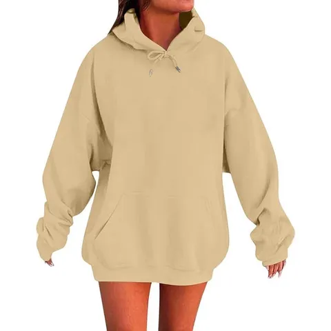 Unisex Oversized Ριχτοί Ώμοι Φούτερ με Κουκούλα Casual Μονόχρωμο Πουλόβερ Τοπ Με Τσέπη Καγκουρό