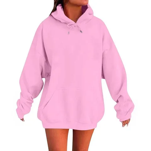 Unisex Oversized Ριχτοί Ώμοι Φούτερ με Κουκούλα Casual Μονόχρωμο Πουλόβερ Τοπ Με Τσέπη Καγκουρό