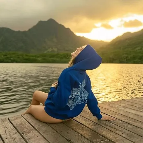Damen Y2K Oversized Hoodie Hibiskus Muschel Druck Überschnittene Schulter Fleece Pullover Top Lässiges Lockeres Sweatshirt