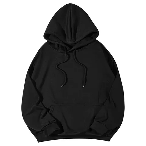 Women Casual Loose Long Sleeve Solid Color Hooded Sweatshirt Drawstring Pocket Pullover Hoodie Tops
