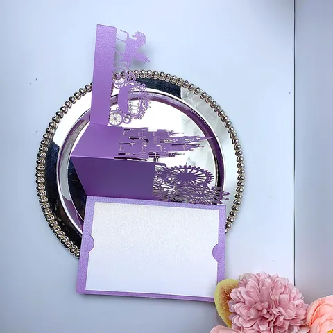 Laser Cut Wedding Invitation Cards Hollow Out Hollow Floral Hot Stamping Greeting Cards For Birthday Business Party Romantic Celebration