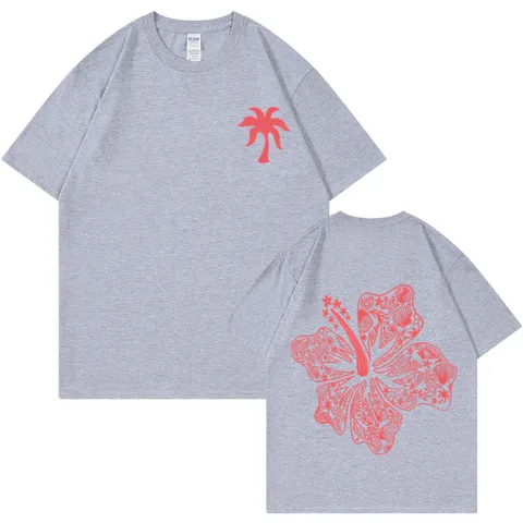 Unisex Casual Cotton T-Shirt Graphic Letter Waves Print Loose Short Sleeve Pullover Top For Couples Vacation Everyday Wear