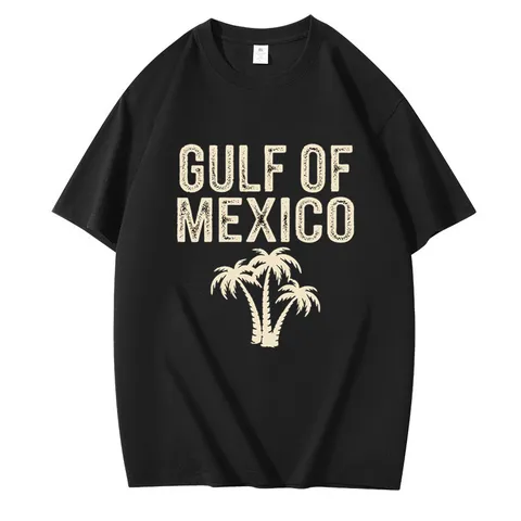 Gulf Of Mexico Grafik Druck Baumwolle T-Shirt Unisex Locker Rundhals Kurzarm Top Sportlich Amerikanischen Vintage Stil