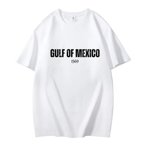 Gulf Of Mexico Bedrukt Katoenen T-Shirt Voor Heren Dames Oversized Casual Ronde Hals Korte Mouw Top Zomer Graphic Tee