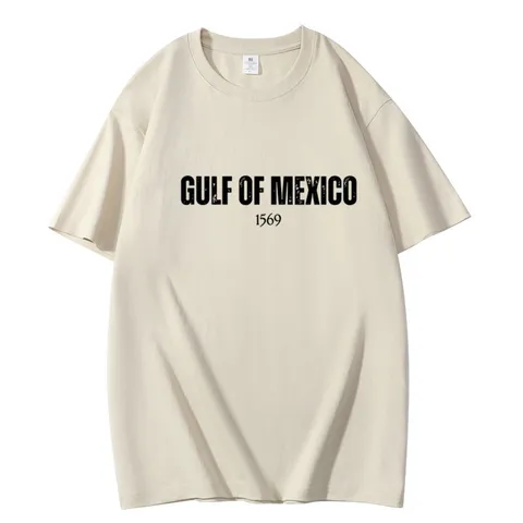 Gulf Of Mexico Bedrukt Katoenen T-Shirt Voor Heren Dames Oversized Casual Ronde Hals Korte Mouw Top Zomer Graphic Tee