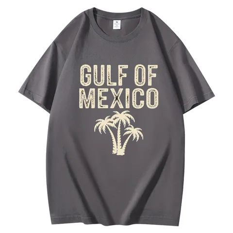 Gulf Of Mexico Grafik Druck Baumwolle T-Shirt Unisex Locker Rundhals Kurzarm Top Sportlich Amerikanischen Vintage Stil
