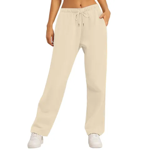Pantalon de Jogging Unisexe Coupe Ample en Polaire Décontracté Couleur Unie Cordon Thermique Pantalon de Sport Long Pour Hommes Femmes