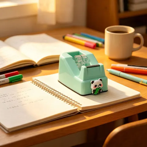 Cute Cartoon Panda Tape Dispenser Manual Desktop Tape Cutter For Office School Stationery ABS Metal Tape Holder
