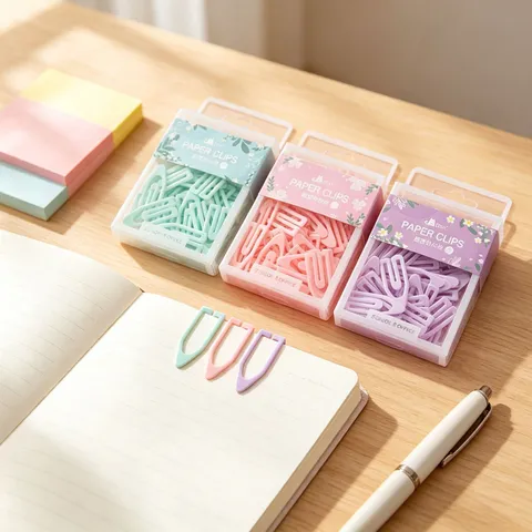 Creative Boat Shaped Paper Clips Candy Color Plastic Paperclips For Document Organizing Student School Office Stationery Supplies