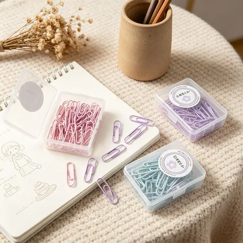 Macaron Farbe Büroklammern Metall Set Mit Klarer Aufbewahrungsbox Minimalistisch Dokumentenklammer Memo Lesezeichen Büro Schule Schreibwaren Für Schreibtisch Studenten Arbeitsplatz Organisation Zubehör