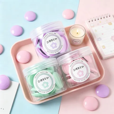 Macaron Round Magnetic Whiteboard Magnets Strong Fridge Magnets For Office Teaching Refrigerator Message Stickers Colorful Magnetic Pins