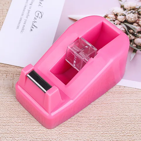 Colorful Desktop Tape Dispenser Plastic Tape Cutter With Sharp Metal Blade Non-Slip Base For Office School Students Stationery