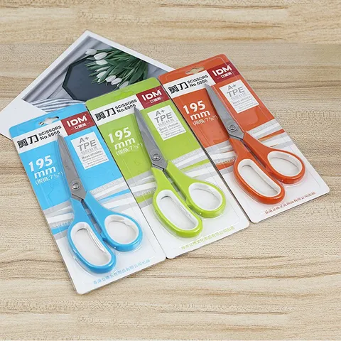 Stainless Steel Office Scissors With TPR Soft Rubber Handle Large Multi-purpose Anti-slip Home Student Scissors