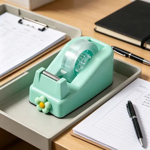 Cartoon Flower Desktop Tape Dispenser Macaron Color Manual Tape Cutter With Metal Blade Plastic Stationery Office Decor