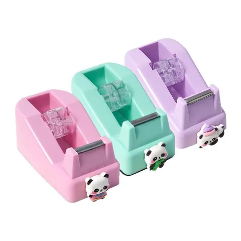 Cute Cartoon Panda Tape Dispenser Manual Desktop Tape Cutter For Office School Stationery ABS Metal Tape Holder