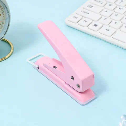 Portable Metal Single Hole Puncher Handheld Effortless Punching Machine With Waste Collector Slot Office School Stationery Paper Binding Tools