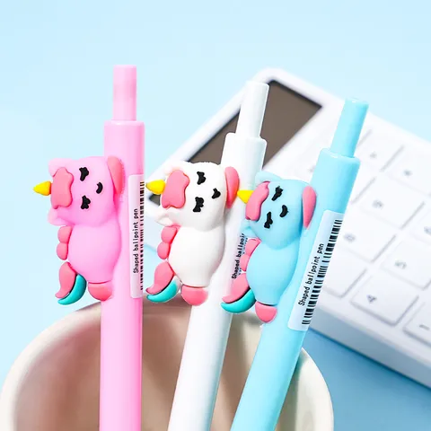 Cute Cartoon Unicorn Retractable Ballpoint Pen Plastic 0.7mm Black Ink Creative Press Type Signature Pen For Office School Kids Stationery