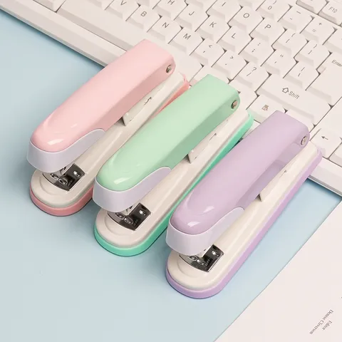 Macaron Color Mini Medium Stapler Plastic Metal Binding Machine For Office School Home Stationery Desktop Stapling Tool