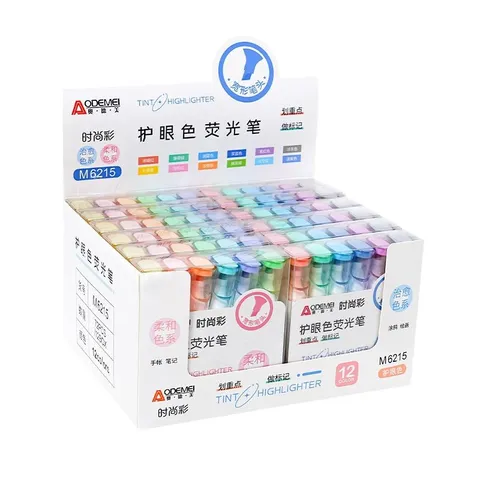 Pastel Highlighter Marker Pens Soft Chisel Tip Mild Eye Protection Water Based Fluorescent Marker Pen Pack For Office School Student Hand Account Drawing Stationery