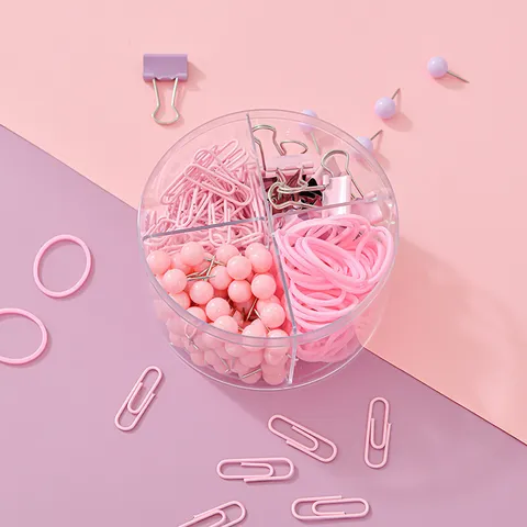 Macaroon Farbe Metall Kunststoff Büroklammern Binder Clips Reißzwecken Kombi Große Kapazität Gitter Box Für Büro Schule Universal