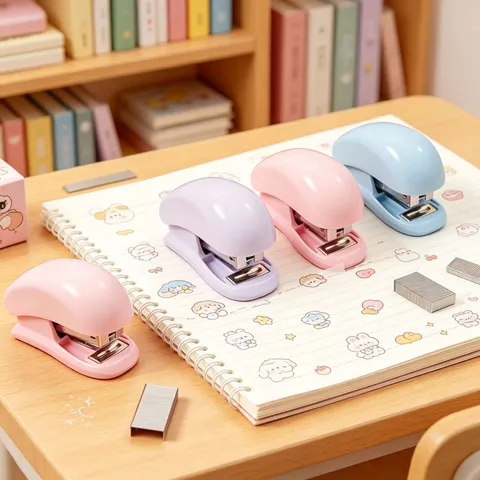 Macaron Color Mini Stapler Set Portable Cute Cartoon Dog Stapler With Staples For Students Office School Supplies