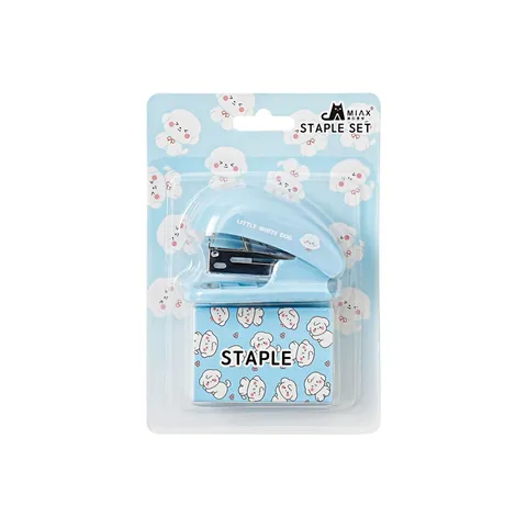 Macaron Color Mini Stapler Set Portable Cute Cartoon Dog Stapler With Staples For Students Office School Supplies