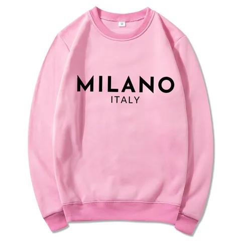 Herren Casual Polyester Fleece Futter Sweatshirt Milano Buchstaben Druck Rundhals Locker Sweatshirt Langarm Top Für Winter